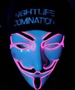 Onlineamericanstore Halloween Guy Fawkes Vendetta Pink LED Mask Anonymous Festival Cosplay Carnival Costume Party Halloween Mask