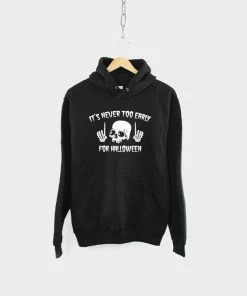Onlineamericanstore Goth Halloween Hoodie / It's Never Too Early For Halloween Skull Hooded Sweatshirt Halloween Women Clothing