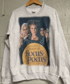 Onlineamericanstore Halloween Women Clothing Just A Bunch Of Hocus Pocus Sweatshirt Halloween Sweatshirt Unisex Heather Ash Gray