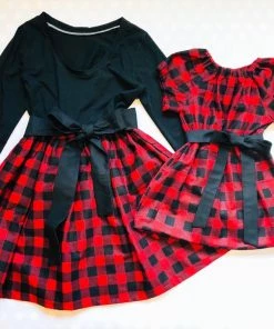 The American Store Buffalo Plaid Matching Mother Daughter Christmas Dresses - Red And Black Check Girl Dress - Mommy And Me Outfits