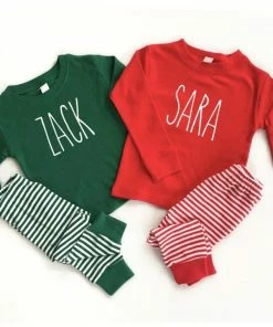 Online American Store Toddler Kids Pajamas Long Sleeve Red Set Baby Boys Girls Striped Outfits Christmas Baby Sleepwear Set