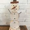 Onlineamericanstore Small Wood Slice Snowman - Rustic Christmas Decoration - Snowman Decoration - Winter Farmhouse Decor - Free Shipping