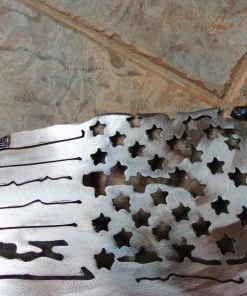 Onlineamericanstore Small Tattered & Torn American Battle Flag Plasma Cut Metal Wall Art 18