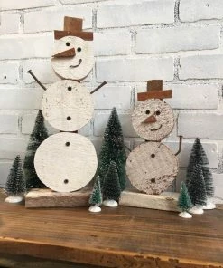 Onlineamericanstore Small Wood Slice Snowman - Rustic Christmas Decoration - Snowman Decoration - Winter Farmhouse Decor - Free Shipping