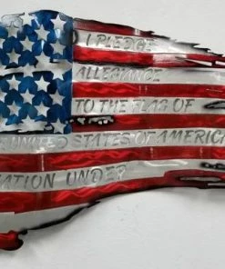 Onlineamericanstore Metal American Flag With The Pledge Of Allegiance