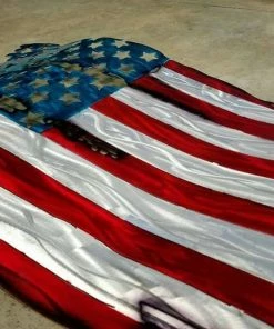 Onlineamericanstore Metal American Flag Tattered War Torn And Distressed