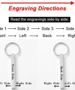 Onlineamericanstore 4 Sides 3D Bar Keychain, Personalized Bar KeyChain, Engrave Own Phrase, Engrave Wedding Keychain, Engraved Keychain For Husband Boyfriend