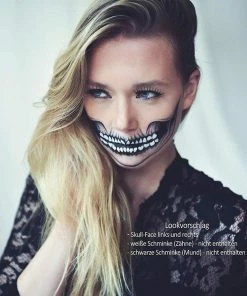 Onlineamericanstore Skull Face Tattoo, Costume Temporary Tattoo, Skullface, Halloween, Skull, Temporary Halloween Tattoo, Halloween Costume, Includes 4 Tattoos