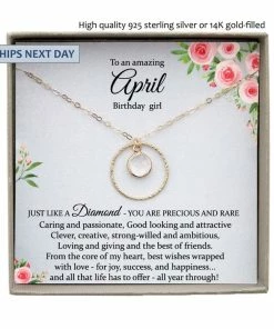 Onlineamericanstore Custom Birthday Gifts, Choose Your Birthstone Necklace, April Necklace, Swarovski Crystal Necklace Clear, Birthday Gifts For Her Quaranitine Birthday Gifts