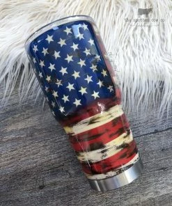 Onlineamericanstore Distressed Flag Tumbler - Personalized Tumbler - Yeti Tumbler - Custom Tumbler - Yeti - Personalized Yeti - Glitter Yeti