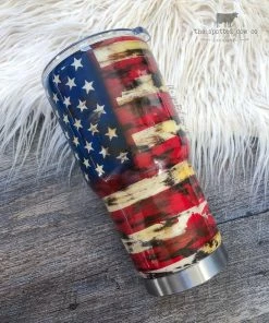 Onlineamericanstore Distressed Flag Tumbler - Personalized Tumbler - Yeti Tumbler - Custom Tumbler - Yeti - Personalized Yeti - Glitter Yeti