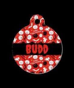 Onlineamericanstore Halloween Pets Accessories Personalized Halloween Pet/Dog/Cat ID Tag - Double Sided Option - Bloody Name - 1.25" - Circle Or Bone