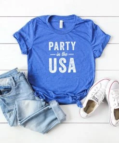 Onlineamericanstore Women Clothing Party In The USA | Short Sleeve Tee | Graphic Tee | Independence Day | Patriotic Tee | America Tee | Unisex Tees | 4th Of July