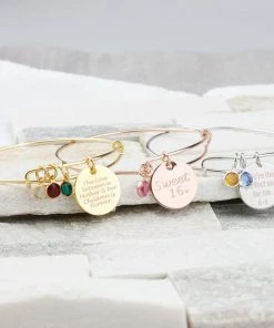 Onlineamericanstore Custom Name Accessories Custom Bangle Bracelet Birthstone Gift For Grandma Birthstone Bracelet Initial Bangle Bracelet Family Tree Bracelet For Mothers Day Gift