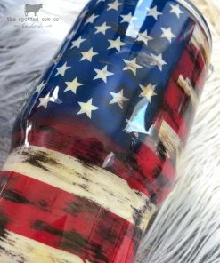 Onlineamericanstore Distressed Flag Tumbler - Personalized Tumbler - Yeti Tumbler - Custom Tumbler - Yeti - Personalized Yeti - Glitter Yeti