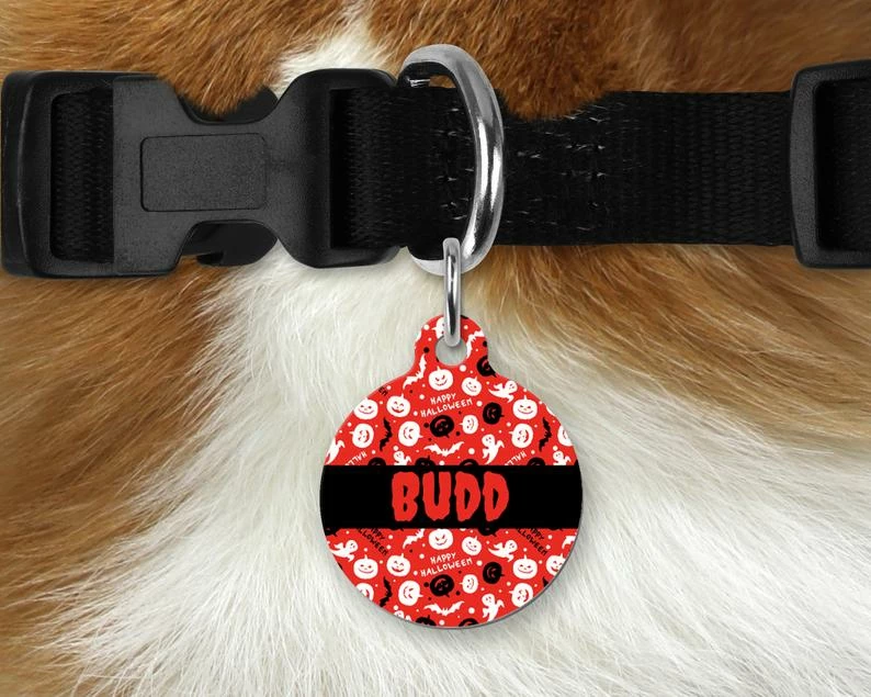 Onlineamericanstore Halloween Pets Accessories Personalized Halloween Pet/Dog/Cat ID Tag - Double Sided Option - Bloody Name - 1.25" - Circle Or Bone 3 Onlineamericanstore Halloween Pets Accessories Personalized Halloween Pet/Dog/Cat ID Tag - Double Sided Option - Bloody Name - 1.25" - Circle Or Bone