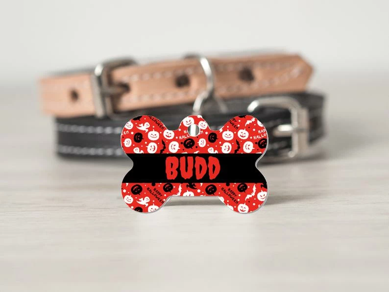 Onlineamericanstore Halloween Pets Accessories Personalized Halloween Pet/Dog/Cat ID Tag - Double Sided Option - Bloody Name - 1.25" - Circle Or Bone 6 Onlineamericanstore Halloween Pets Accessories Personalized Halloween Pet/Dog/Cat ID Tag - Double Sided Option - Bloody Name - 1.25" - Circle Or Bone