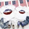Onlineamericanstore Red White And Blue Lips, Family Independence Day Shirts, Patriotic Family Shirts, 4th Of July Tshirt, Family T-shirts Women Clothing