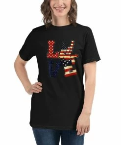 Onlineamericanstore Women Clothing Love ASL American Flag 4th Of July Independence Day Deaf
