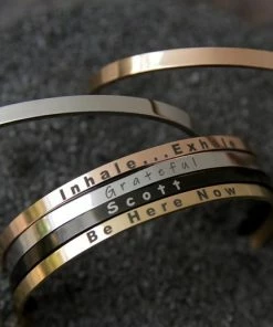 Onlineamericanstore Custom Skinny Cuff | Your Own Text | Custom Bracelet | Customized Cuff | Personalized Bracelet For Women | Coordinate Bracelet | Thin Bangle