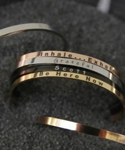 Onlineamericanstore Custom Skinny Cuff | Your Own Text | Custom Bracelet | Customized Cuff | Personalized Bracelet For Women | Coordinate Bracelet | Thin Bangle