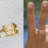 Onlineamericanstore Custom Name Accessories Personalized Two Names Gold Ring Jewelry- Bridesmaid Gift Skinny Customized Mothers Day Gifts For Her Mom Sister - Custom Name Ring- 2 Names