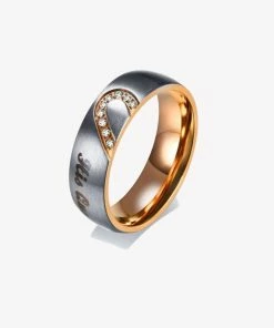 Onlineamericanstore Gift Collection Custom Engraving Her King & His Queen Heart Stainless Steel Couples Ring Set Engagement, Lovers, Promise Band