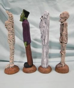 Onlineamericanstore Halloween Decorations Mummy, Frankenstein, Ghost & Skeleton Figurines, Halloween Characters Set, Ceramic Figurines, Halloween Decoration, Pencil Decorations