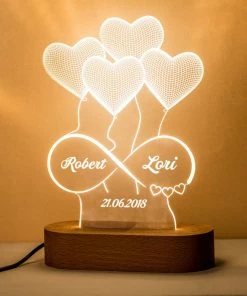 Onlineamericanstore Personalized 3D Illusion Lamp Gift For Her. Custom Acrylic Lamp Gift. 3D Night Light Gift For Wife. Custom Led Lamp Gift For Girlfriend Gift Collection