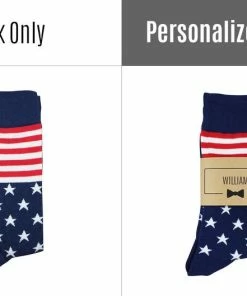Onlineamericanstore Personalized Groomsmen Socks | USA American Flag Wedding Socks - Men's Size 7-12 | Custom Sock Labels Update Your Settings Clothing Accessories