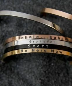 Onlineamericanstore Custom Skinny Cuff | Your Own Text | Custom Bracelet | Customized Cuff | Personalized Bracelet For Women | Coordinate Bracelet | Thin Bangle