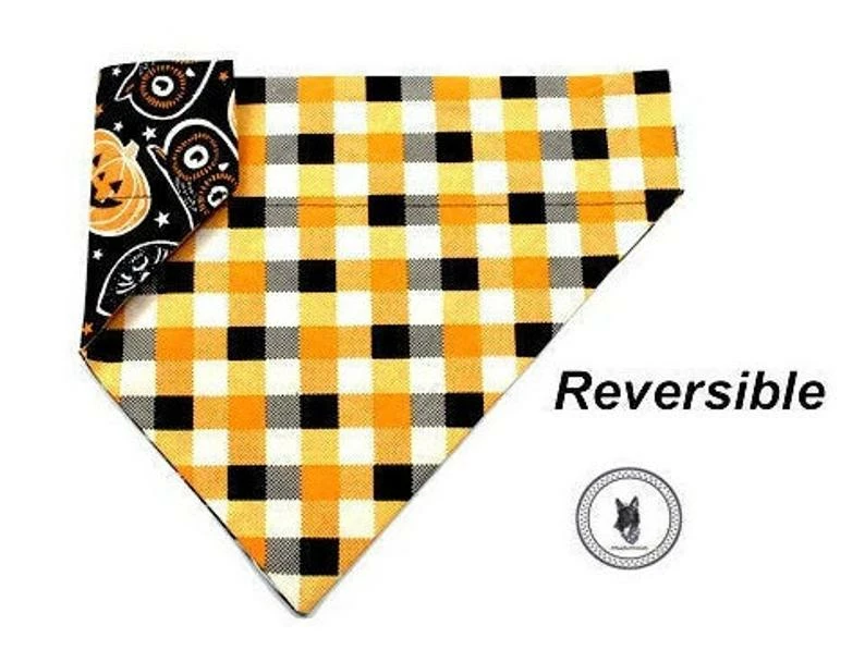 Onlineamericanstore Halloween Dog Bandana-Over The Collar- Pumpkin Owl Black Cat - Trick Or Treat Vintage Checkered Halloween Pets Accessories 4 Onlineamericanstore Halloween Dog Bandana-Over The Collar- Pumpkin Owl Black Cat - Trick Or Treat Vintage Checkered Halloween Pets Accessories