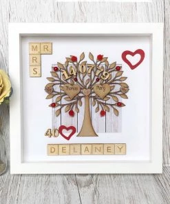 Onlineamericanstore Ruby Wedding Anniversary Gift | Personalised 40th Wedding Anniversary Box Frame Keepsake | Parents Anniversary Gift Collection