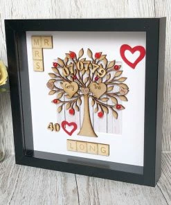 Onlineamericanstore Ruby Wedding Anniversary Gift | Personalised 40th Wedding Anniversary Box Frame Keepsake | Parents Anniversary Gift Collection