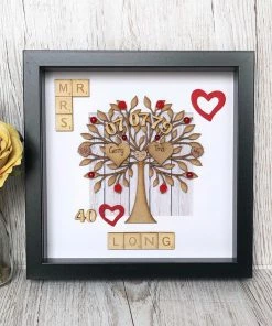 Onlineamericanstore Ruby Wedding Anniversary Gift | Personalised 40th Wedding Anniversary Box Frame Keepsake | Parents Anniversary Gift Collection