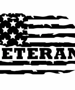 Onlineamericanstore Patriotic Stickers Custom Distressed American Flag Veteran Decal, Military Veteran Soldier Sticker, Yeti Tumblers Cup Laptop Truck Car Window, Gift For Veteran