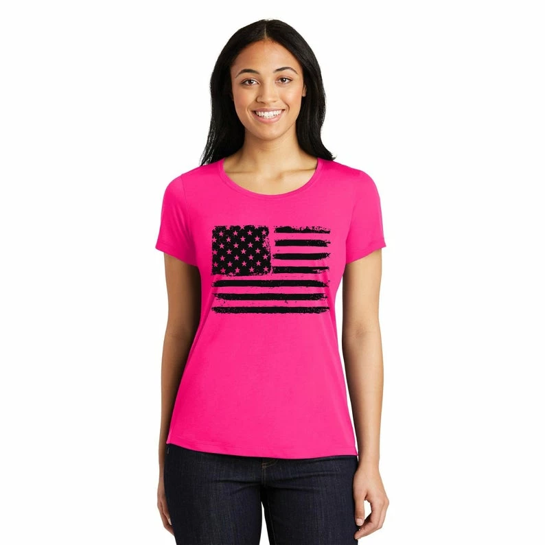 Onlineamericanstore Ladies Scoop Neck Tee- American Distressed Flag - 4th July Shirt - USA Flag - Ladies T-shirt - American Flag Top - Patriotic Shirt - America 4 Onlineamericanstore Ladies Scoop Neck Tee- American Distressed Flag - 4th July Shirt - USA Flag - Ladies T-shirt - American Flag Top - Patriotic Shirt - America