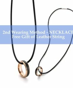 Onlineamericanstore Custom Name Accessories Custom Engraved Couple Rings, Tungsten Carbide Black Band With Rose Gold Stepped, His And Her Anniversary Gift, Gift Wrapped