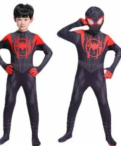 Onlineamericanstore Superheroes Kids Costumes 3D Printed Black Miles Morales Spiderman Costume Adult Kids Boys SpiderMan Cosplay Costume Spiderman Suit