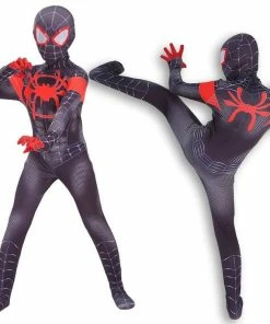 Onlineamericanstore Superheroes Kids Costumes 3D Printed Black Miles Morales Spiderman Costume Adult Kids Boys SpiderMan Cosplay Costume Spiderman Suit