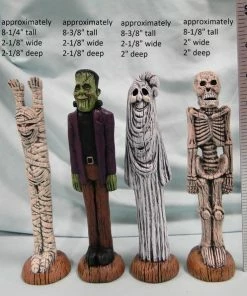 Onlineamericanstore Halloween Decorations Mummy, Frankenstein, Ghost & Skeleton Figurines, Halloween Characters Set, Ceramic Figurines, Halloween Decoration, Pencil Decorations