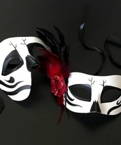 The American Store Black White Halloween Mask, Couple Halloween Mask, Masquerade Mask, Dia De Los Muertos Mask, Mask For Men, Mask For Women