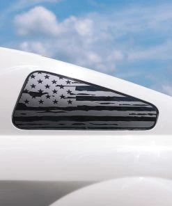 Onlineamericanstore Distressed US Flag For Ford Mustang 2005-2009 Quarter Window Pre-cut Decal | American Flag | USA Distressed Flag Sticker