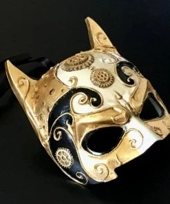 Onlineamericanstore Black Gold Masquerade Mask, Halloween Mask, Steampunk Costume Mask, Party Mask,Couple Mask, Cosplay Mask, Ball Party Mask, Burning Man Masks