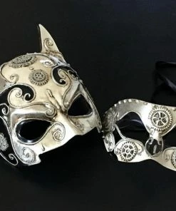 Onlineamericanstore Black Gold Masquerade Mask, Halloween Mask, Steampunk Costume Mask, Party Mask,Couple Mask, Cosplay Mask, Ball Party Mask, Burning Man Masks