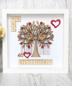 Onlineamericanstore Ruby Wedding Anniversary Gift | Personalised 40th Wedding Anniversary Box Frame Keepsake | Parents Anniversary Gift Collection