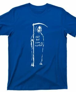 BdcThrees Store Grim Reaper T Shirt - Chill Out I Came To Party Graphic TShirt Halloween Women Clothing