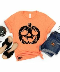 MyThreeLovesGifts Pumpkin Monogram Shirt, Grunge, Halloween Shirt, Thanksgiving, Fall, Distressed Pumpkin, Bella, Plus Size, Customize, Monogram Shirt, Ladies Halloween Clothing