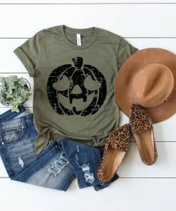 MyThreeLovesGifts Pumpkin Monogram Shirt, Grunge, Halloween Shirt, Thanksgiving, Fall, Distressed Pumpkin, Bella, Plus Size, Customize, Monogram Shirt, Ladies Halloween Clothing