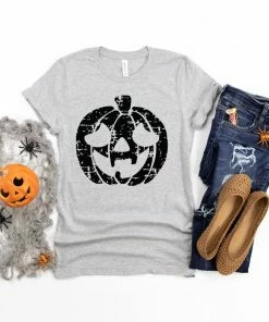 MyThreeLovesGifts Pumpkin Monogram Shirt, Grunge, Halloween Shirt, Thanksgiving, Fall, Distressed Pumpkin, Bella, Plus Size, Customize, Monogram Shirt, Ladies Halloween Clothing